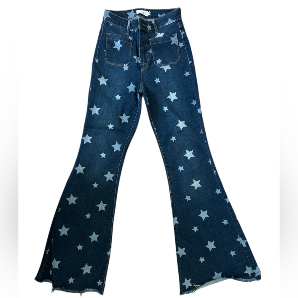 Cello Star Print High-Rise Flare Jeans - Bell Bottom Stretch Denim Size 7